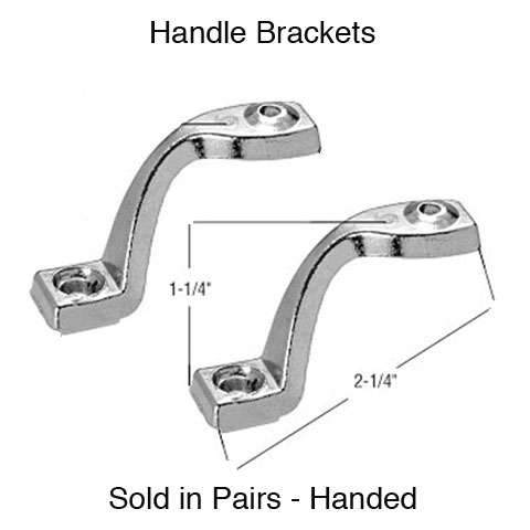 Chrome Plated Bracket Set for Wood Handles - Dimensions