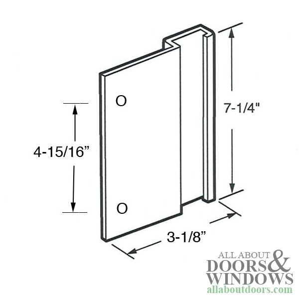 Dimensions of the Universal Sliding Patio Door Pull Handle in Bronze with 4-15/16 Inch Hole Center