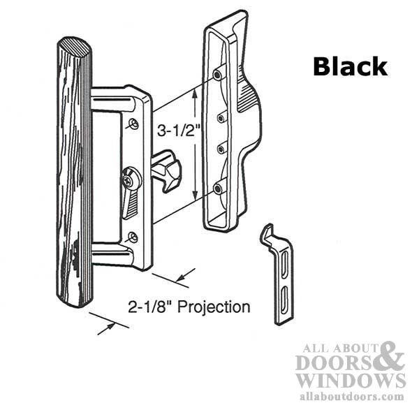 Black Metal Sliding Patio Door Handle Set