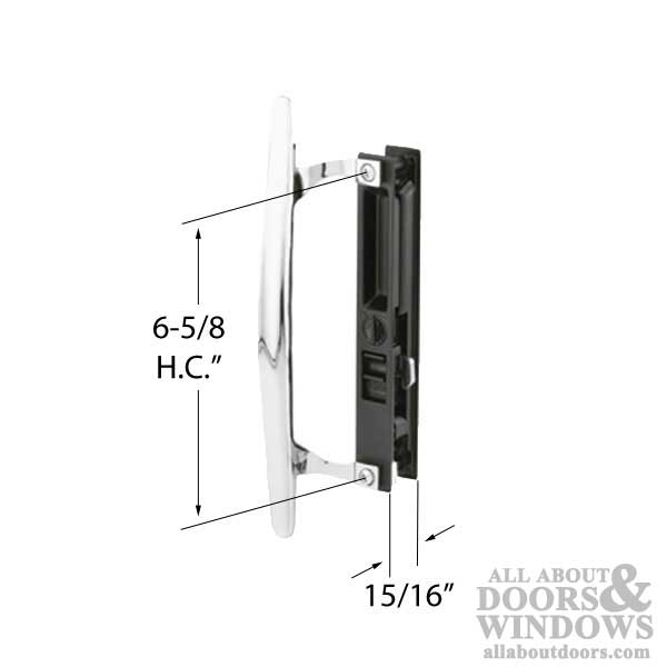 Sliding Patio Door Handle Set with Keyed Lock and Mid-Body Hook, Flush Mount