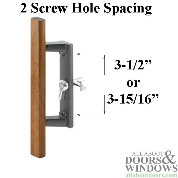 Sliding Patio Door Handle - Black Metal With Wood Trim