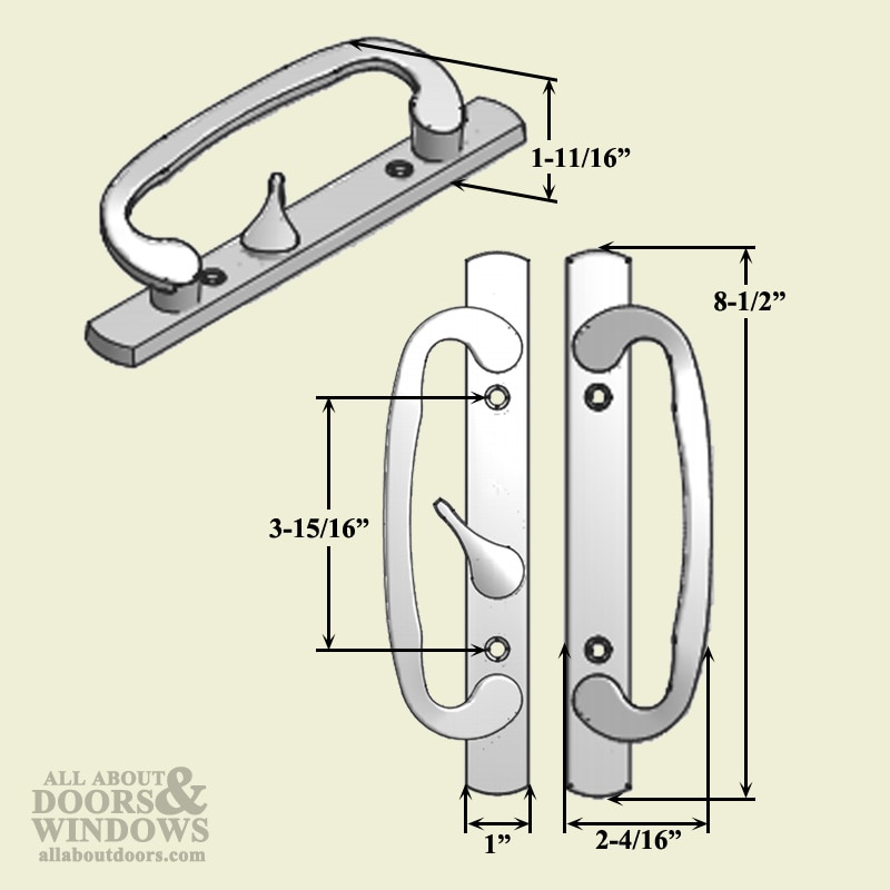 Legacy Glass Sliding Door Handle with offset thumb turn