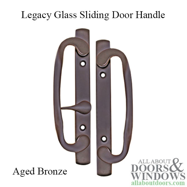 Legacy Glass Sliding Door Handle with offset thumb turn in Aged Bronze