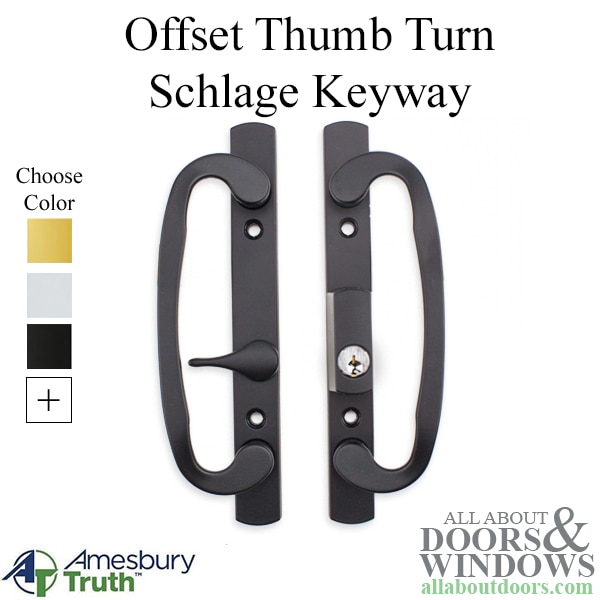 Legacy Glass Sliding Door Handle Set - Keyed with Offset Thumb turn Schlage Keyway