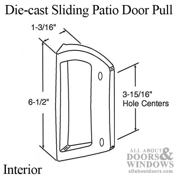 Interior Pull Handle for Sliding Patio Doors Dimensions