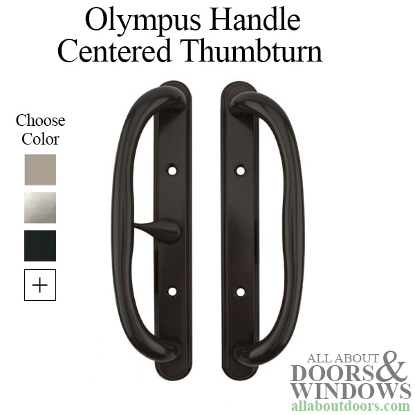 Olympus Handle for Sliding Glass Doors - Center Thumb Turn, 3-15/16 Inch Screw Hole Center