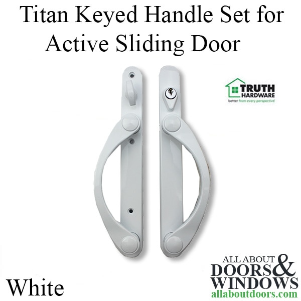 Titan Keyed Sliding Door Handle Set – White Finish