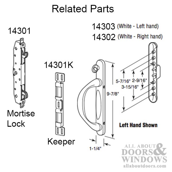 2 Point Mortise Lock - Sliding Patio Door, Generic Keyway - Steel
