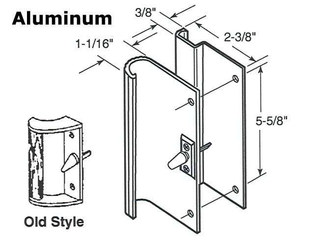Side View of Sliding Patio Door Handle – 5-5/8" Screw Hole Spacing