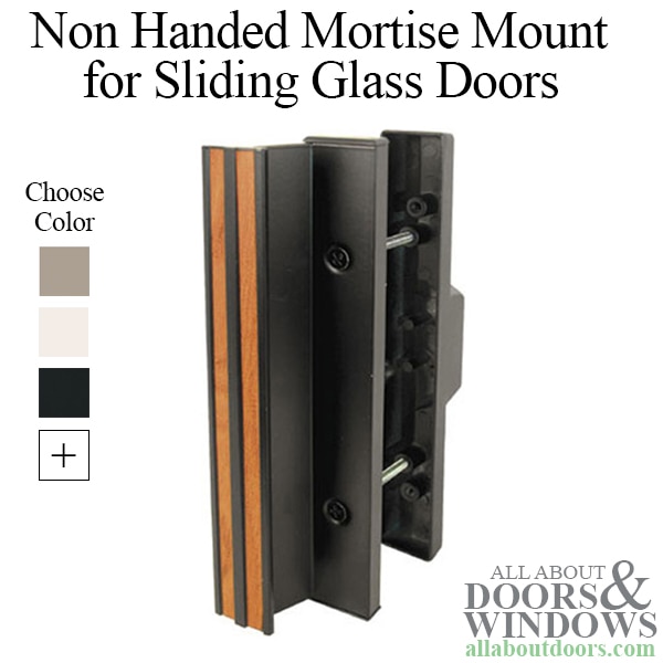 Aluminum sliding patio door handle, non-handed design