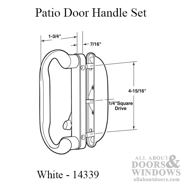 Sliding Patio Door Handle Set For 2 Point Lock 4 15 16 Inch Hole Spacing White Sliding Patio Door Handle Set For 2, Sliding Glass Door Handle With Lock 4 15 16