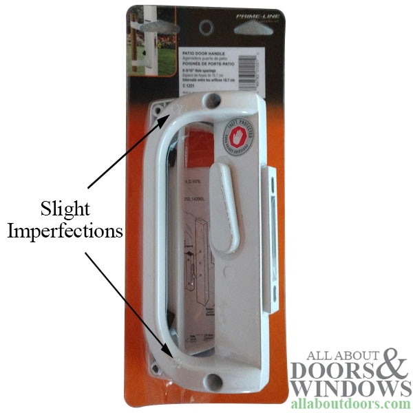 Sliding Patio Door Handle Set in White, Non-Keyed Design with 6-9/16 Inch Hole Center
