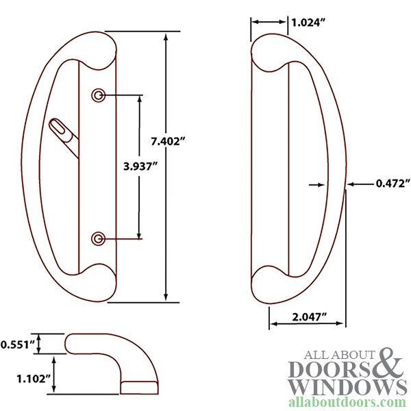 Sliding Glass Door Handle Set Dimensions
