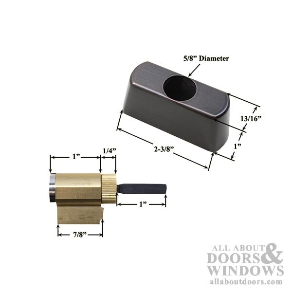 Charlotte Key Lock Housing and Cylinder for Sliding Door - Dimensions