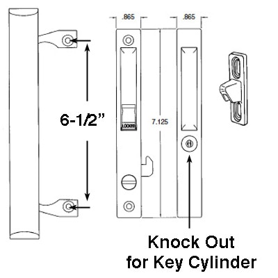 Lock Patio Door Handle Set Dimensions