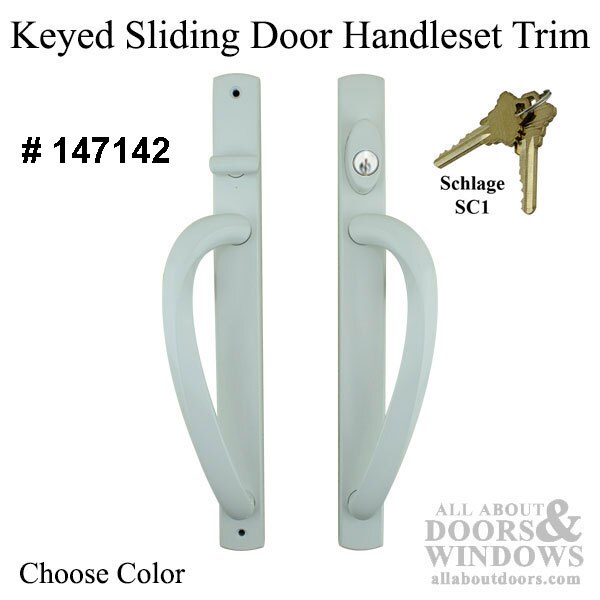 Weathershield patio sliding door handle with key, narrow style