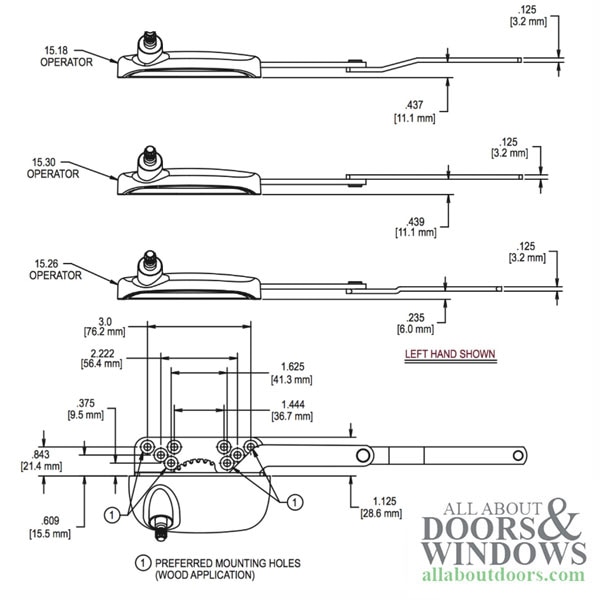 Truth 15.30 Ellipse Split Arm Operator, 4-1/2" Straight Link, Left Hand