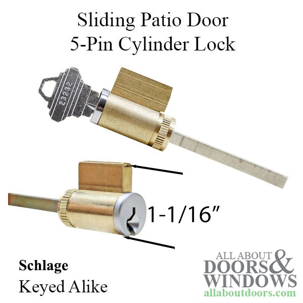 Sliding Door Cylinder Lock with Schlage Keyway Keyed Security 2 Keys 