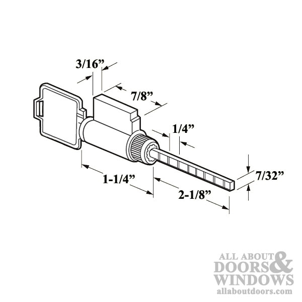 American Keyed Lock Cylinder 1-1/16 inch x 2-1/8 inch - Dimensions