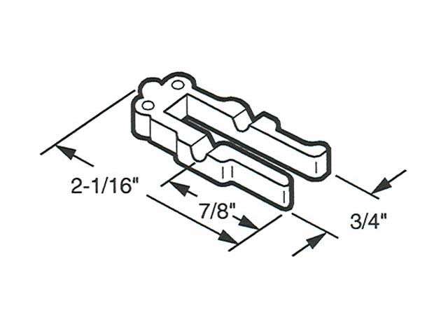 Sliding Glass Door Latch Yoke for Trimview Door Handles dimensions