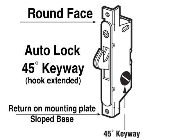 Automatic Locking Mortise Lock 45º Keyway Diagram
