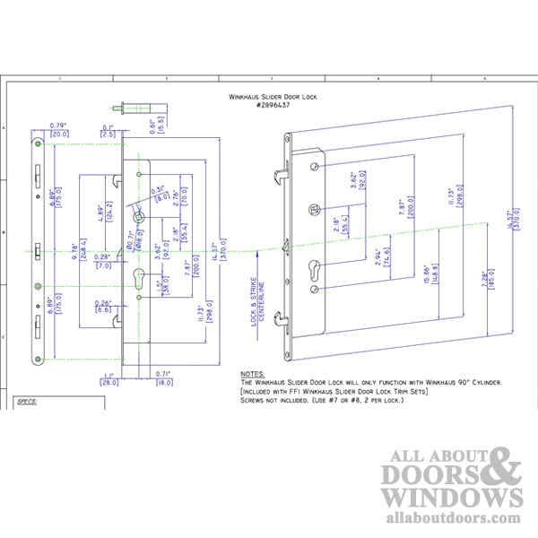 Winkhaus 2 Hook Multi-Point Lock for Sliding Patio Door