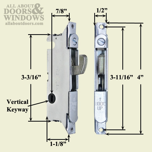 Mortise Lock with Vertical Slot Dimensions