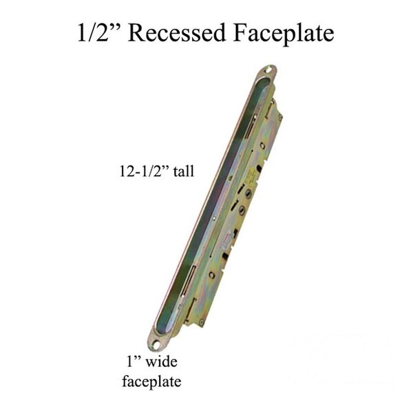 thumbnail image 2 of Heavy Duty Double Hook Mortise Lock For Sliding Patio Doors - 3/8" Recessed, Gray Faceplate By Amesbury 2 of 4