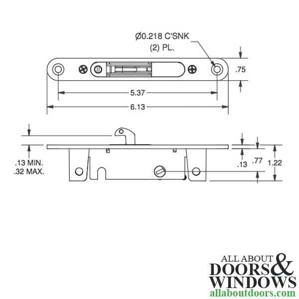 Single Point Mortise Lock with Recessed Housing Dimensions
