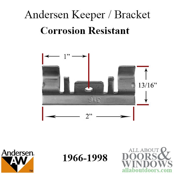 Andersen Perma-Shield Awning Window Keeper/Bracket Corrosion Resistant | Product Dimensions