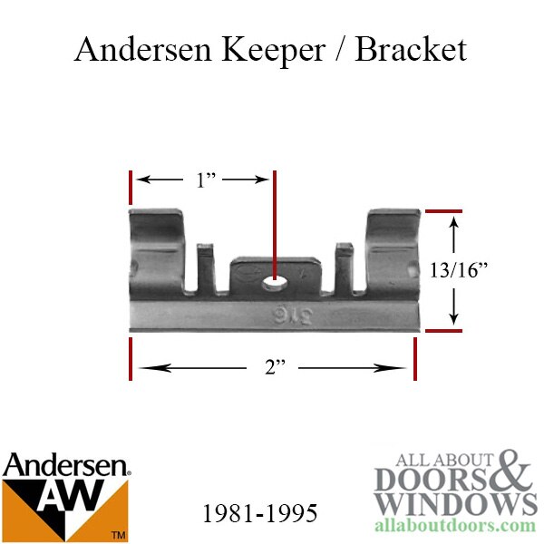 Andersen Standard Duty Perma-Shield Awning Window Keeper/Bracket | Hardware Dimensions