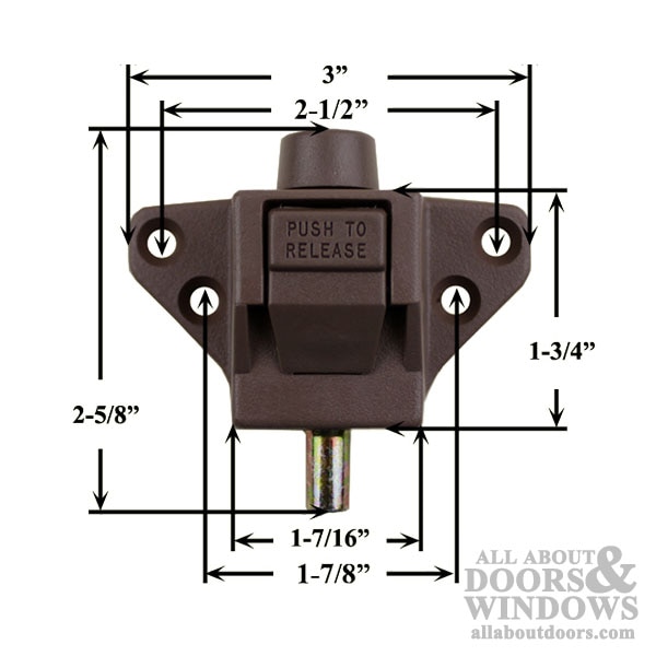 Truth Triangular Auxiliary Foot Bolt for Sliding Patio Doors Dimensions