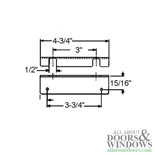 Close-up of the Truth 2 Hole Angled Foot Bolt Keeper Dimensions