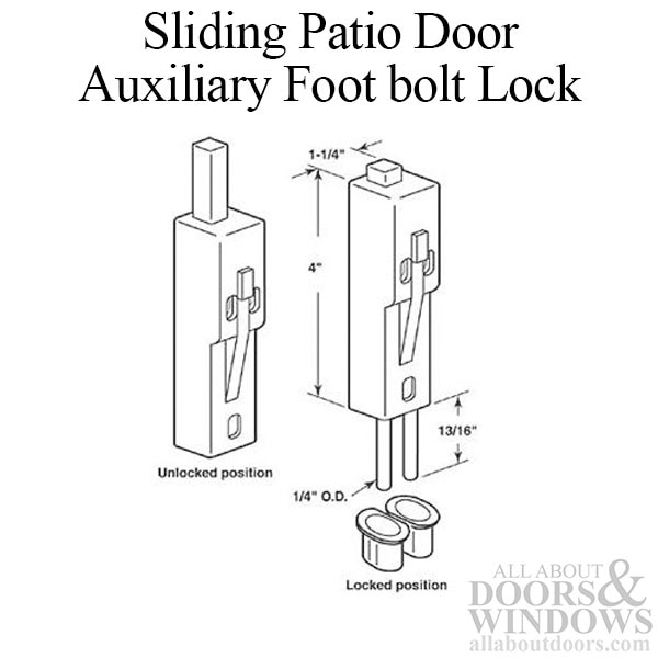 Auxiliary foot bolt lock for sliding patio door