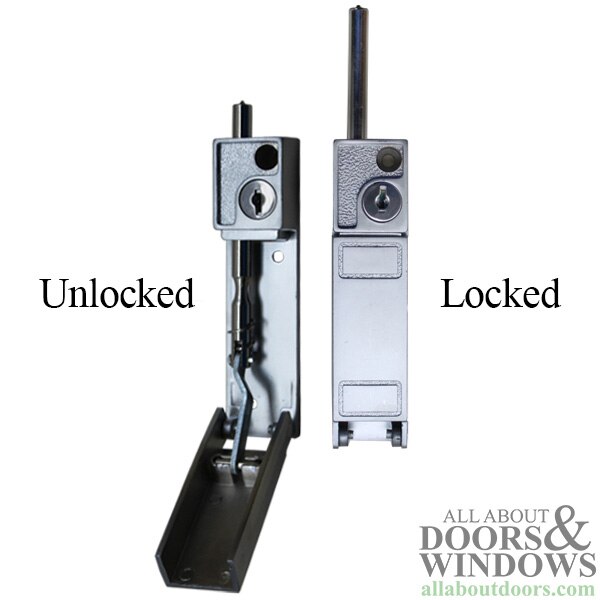 Keyed Sliding Patio Door Bolt Lock - Locked and Unlocked Position