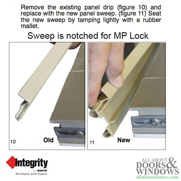 Integrity by Marvin Hinged Door Sweep, Primary LH 2-8 Door, V1890 Weatherstrip - Installation Diagram