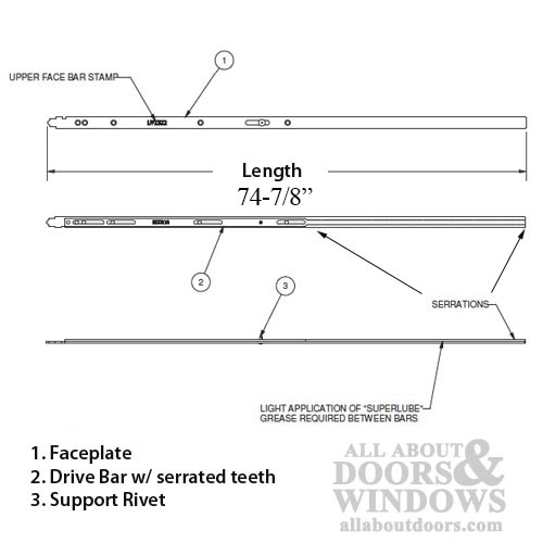 16mm P2000 Active Upper Assembly, Doors 108.5 - 121 - Dimensions