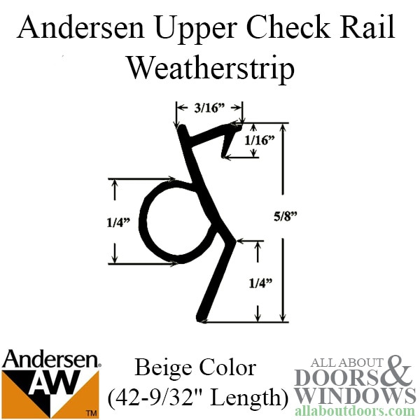 Andersen Check Rail Weatherstrip Dimensions