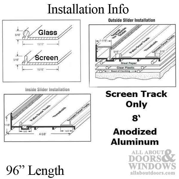 Patio Screen Replacement Track 96 Inch Aluminum