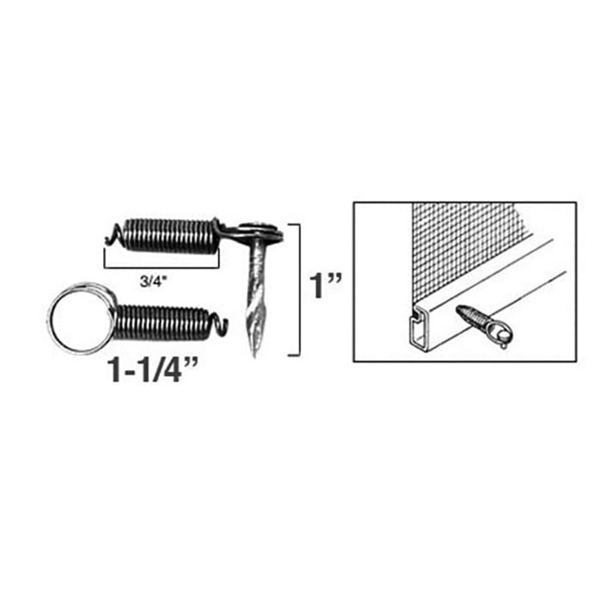 Window Screen Spring Latch, 1-1/4 Inches, Steel - 6 Pack
