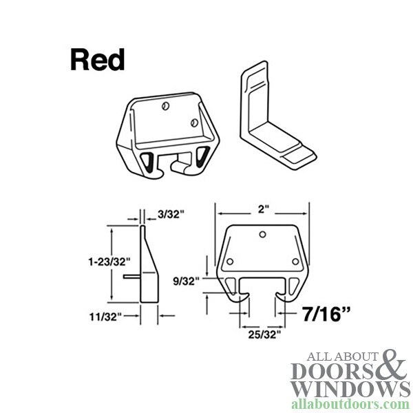 Drawer Track Guide Kit - Red - 7/16" - Dimension Drawing