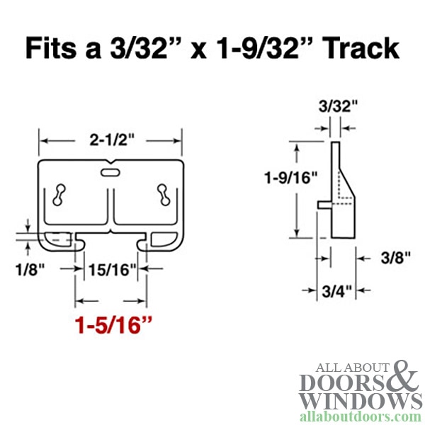 Drawer Track Guide Kit - 1-5/16 inch for Smooth and Reliable Drawer Operation - Drawing Dimensions