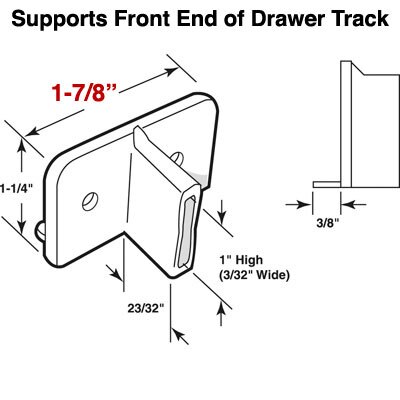 Drawer Track Front Plate - Secure Attachment for Drawer Tracks - Dimensions