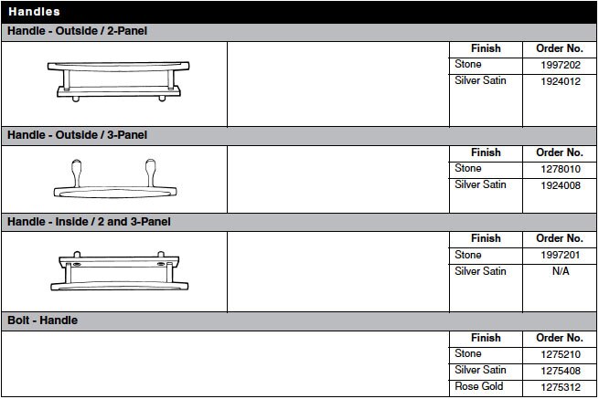 Andersen exterior dished style three panel gliding door handle