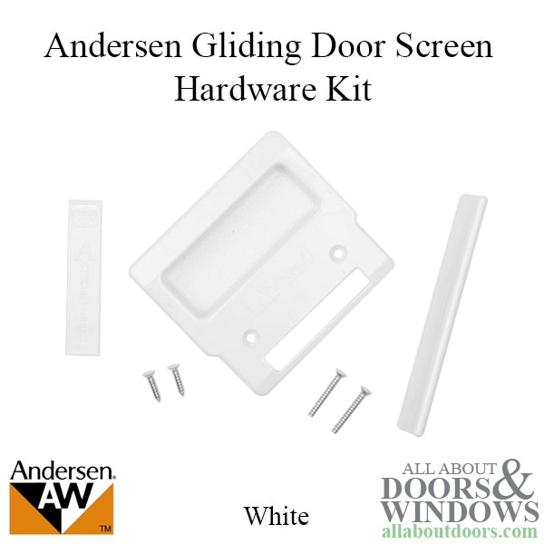 Insect screen hardware kit for Andersen Frenchwood gliding 2-panel door in white
