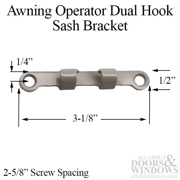 Truth Sash Hook Bracket for Dual Arm Awning Operator Dimensions