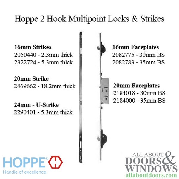Hoppe 2 Hook Multipoint Locks and Strikes