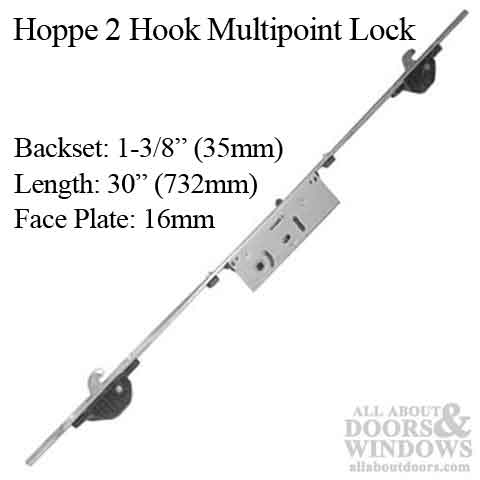 Hoppe multi-point lock with 2 hooks for sliding door lock