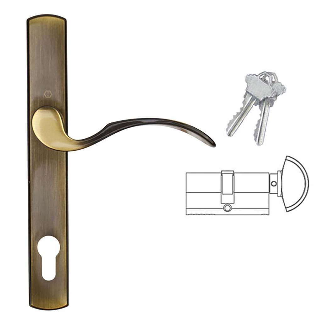 HOPPE Multipoint Lock Handleset, Munchen, M112PL/216N, Solid Brass