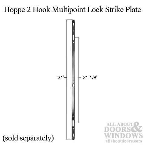 Hoppe 2 Hook Multipoint Lock Strike Plate and Dimensions